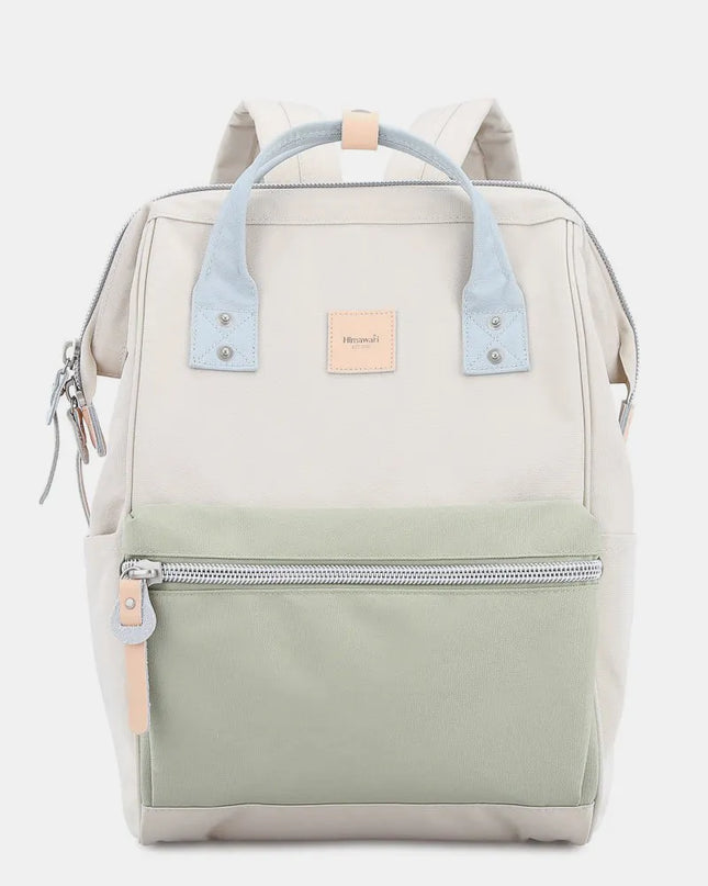 Himawari Water Resistant Canvas Backpack Bag with Side Pockets Cream Green One Size