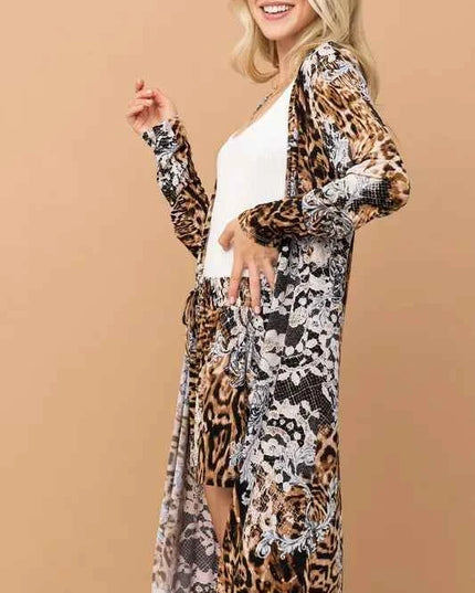 And The Why Animal Print Kimono and Shorts Set