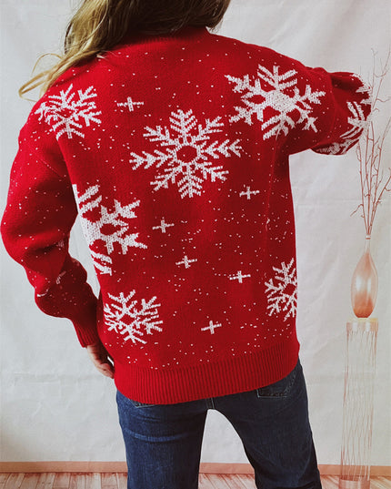 Snowflake Pattern Dropped Shoulder Sweater