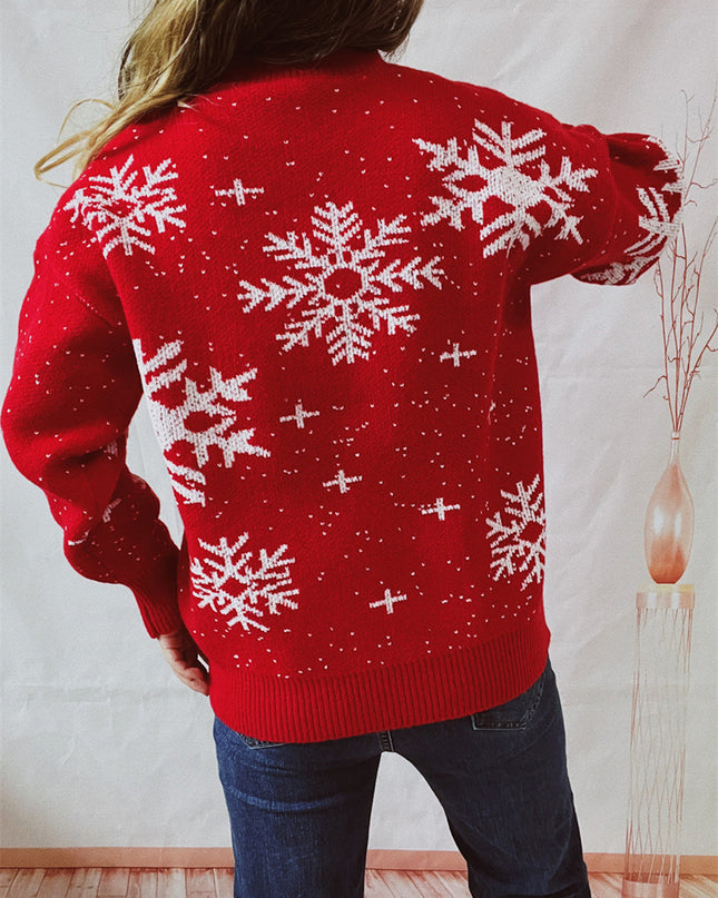 Snowflake Pattern Dropped Shoulder Sweater