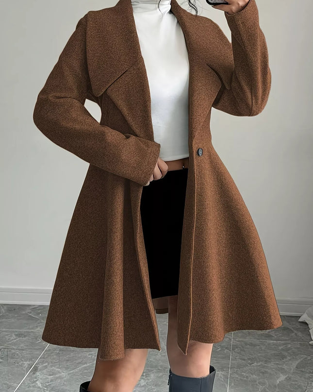 Double-Breasted Fit & Flare Wool Blend Coat