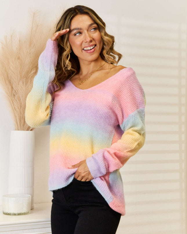 Angel Wings Gradient V-Neck Sweater 