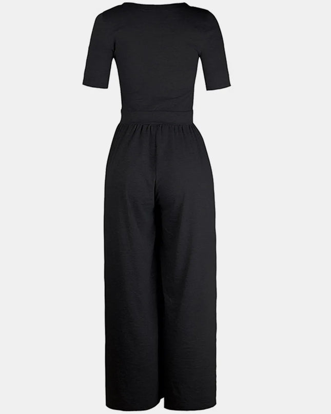 Scoop Neck Short Sleeve Jumpsuit