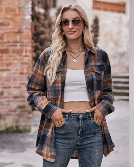 Plaid Button-Down Long Sleeve Shirt Khakis