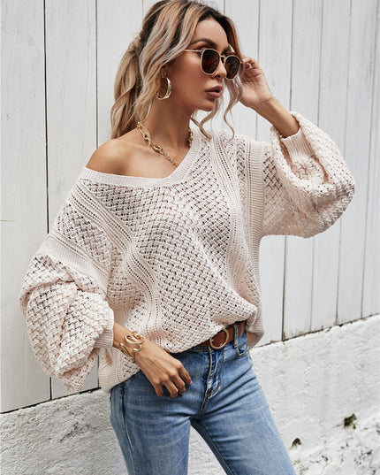 Angel Wings V-Neck Dropped Shoulder Sweater