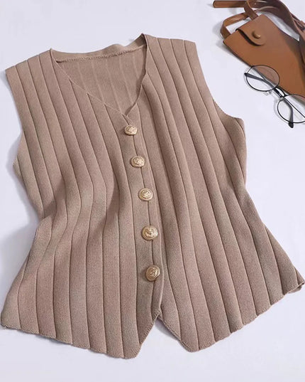 V-Neck Tank, Cardigan and Pants Three-Piece Sweater Set