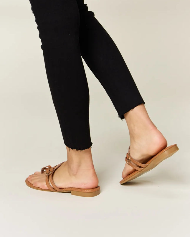 Forever Link Cutout PU Leather Open Toe Sandals