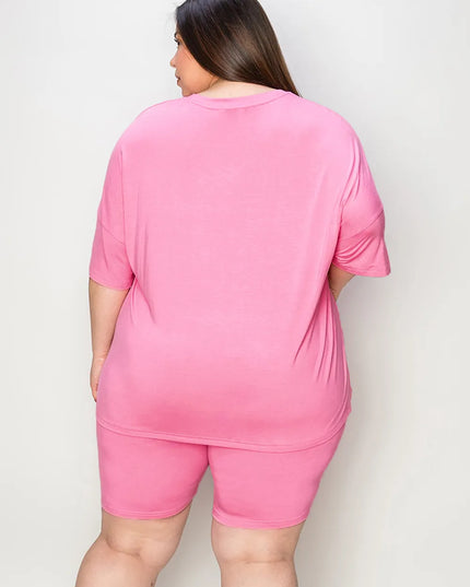 Basic Bae Full Size V-Neck Drop Shoulder T-Shirt and Shorts Set 