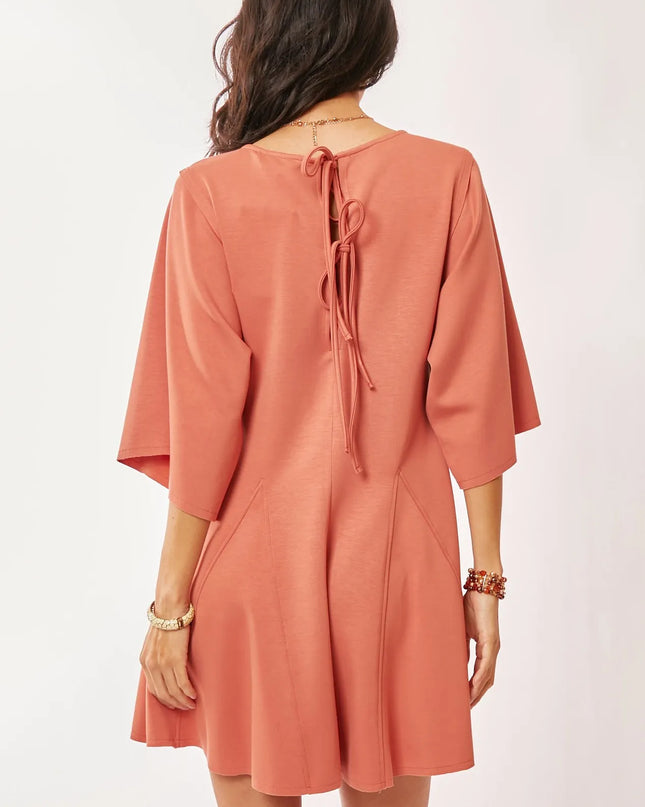 Davi & Dani Solid Draped Sleeve Ties Back Skort Romper