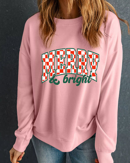 MERRY & Bright Graphic Christmas Long Sleeve Sweatshirt