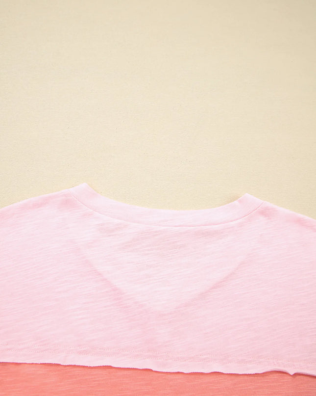 Flower Patched Exposed Seam Oversized T Shirt