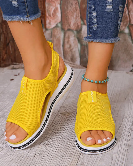 Mesh Open Toe Platform Sandals