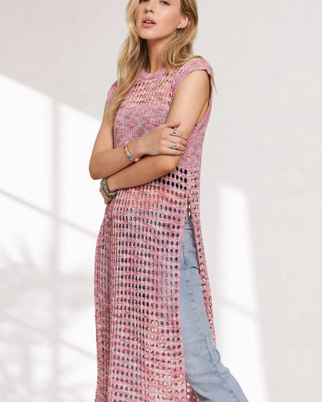 ADORA Multi Color Crochet Tunic Top 