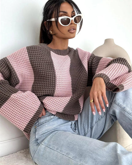 Color Block Long Sleeve Sweater