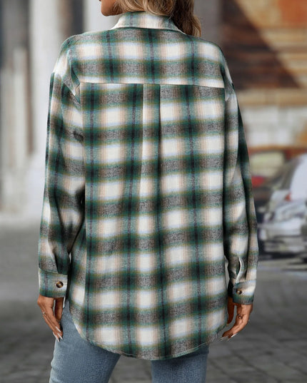 Oversized Plaid Button-Up Shirt