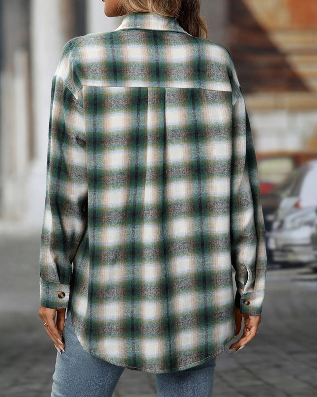 Oversized Plaid Button-Up Shirt