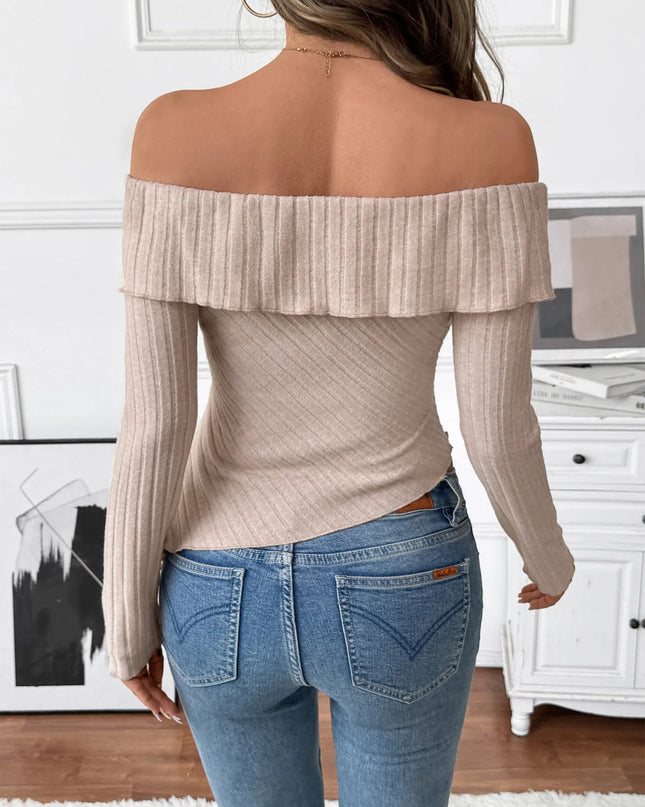 Asymmetrical Off-Shoulder Knit Top