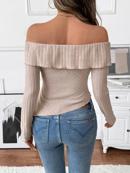 Asymmetrical Off-Shoulder Knit Top