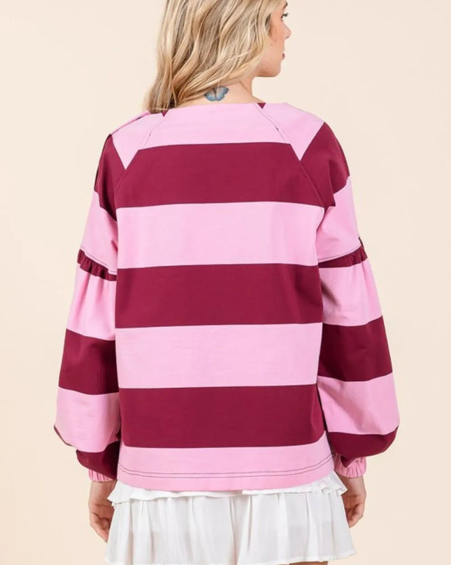 Mittoshop Striped Snap Shoulder Long Sleeve T-Shirt