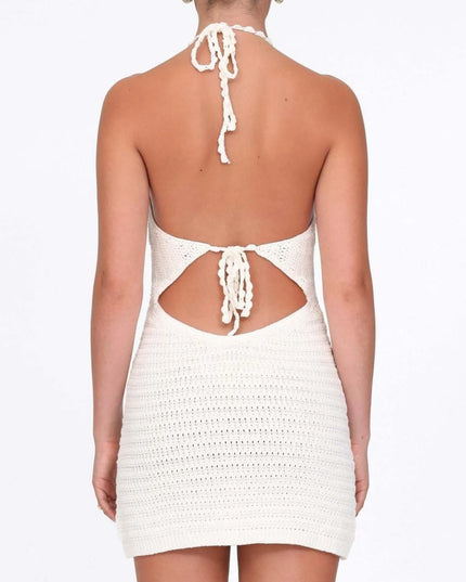 Openwork Halter Neck Sweater Dress