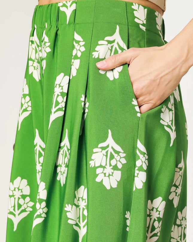 Umgee Floral Pleated Wide-Leg Pants