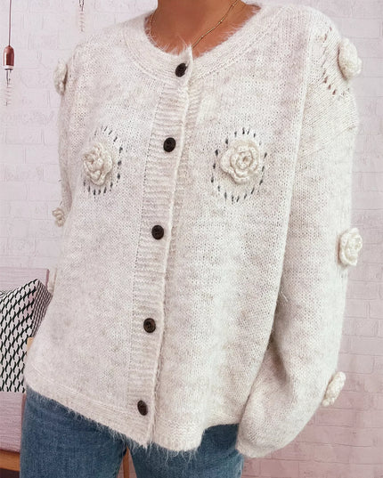 Flower Button-Up Cardigan