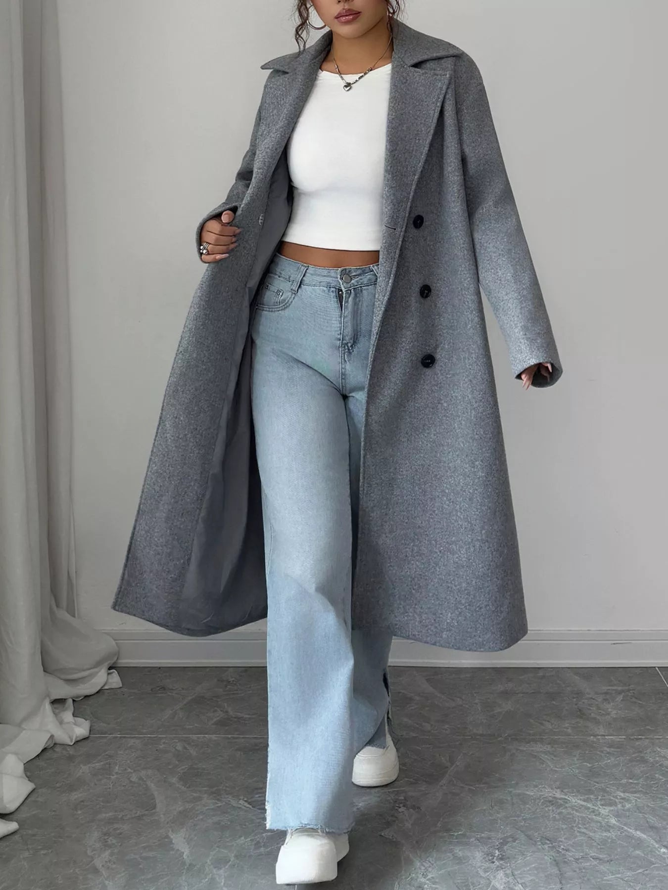 Double-Breasted Longline Coat