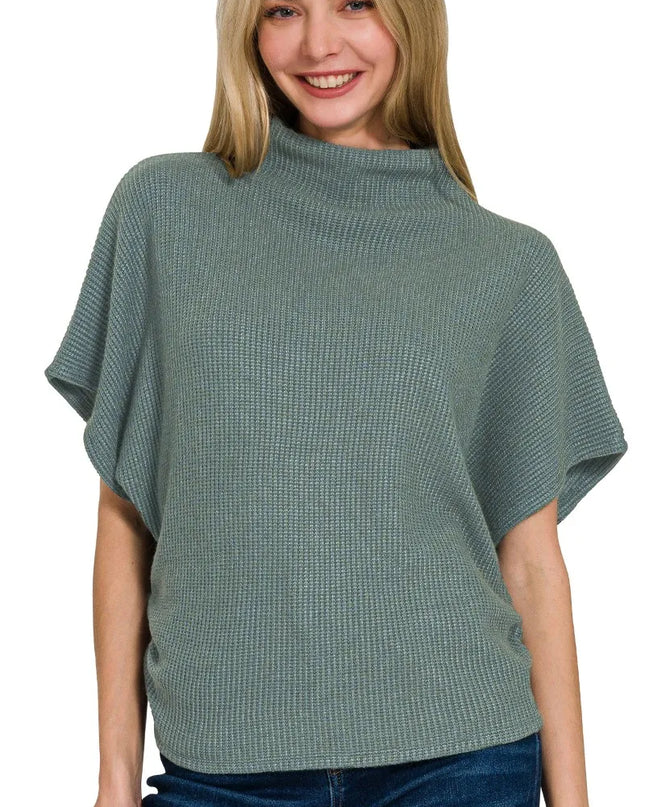 Zenana Mock Neck Top and Pants Sweater Set