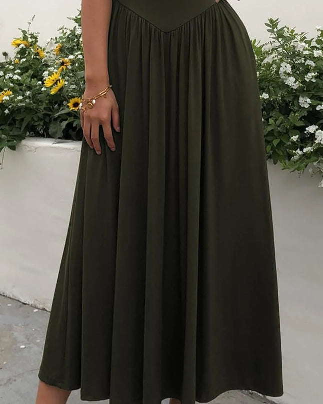 Sleeveless Midi Dress with Gathered Waist