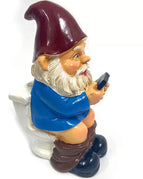 Blue Dwarves Go To The Toilet And Play With Their Mobile Phones.