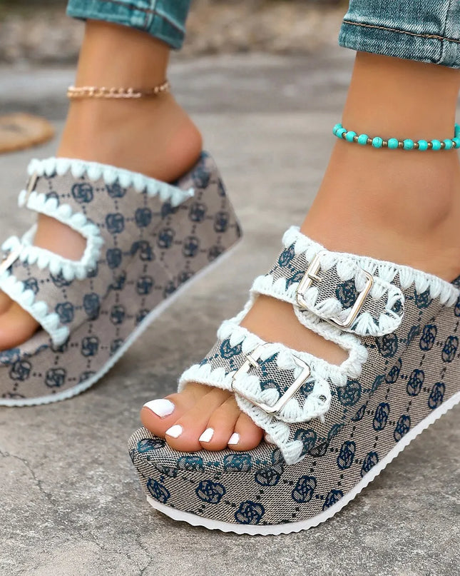 Double Buckle Platform Sandals 