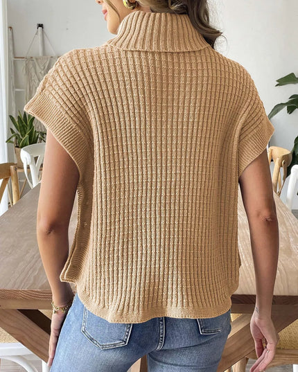 Turtleneck Side Decor Button Sweater Vest