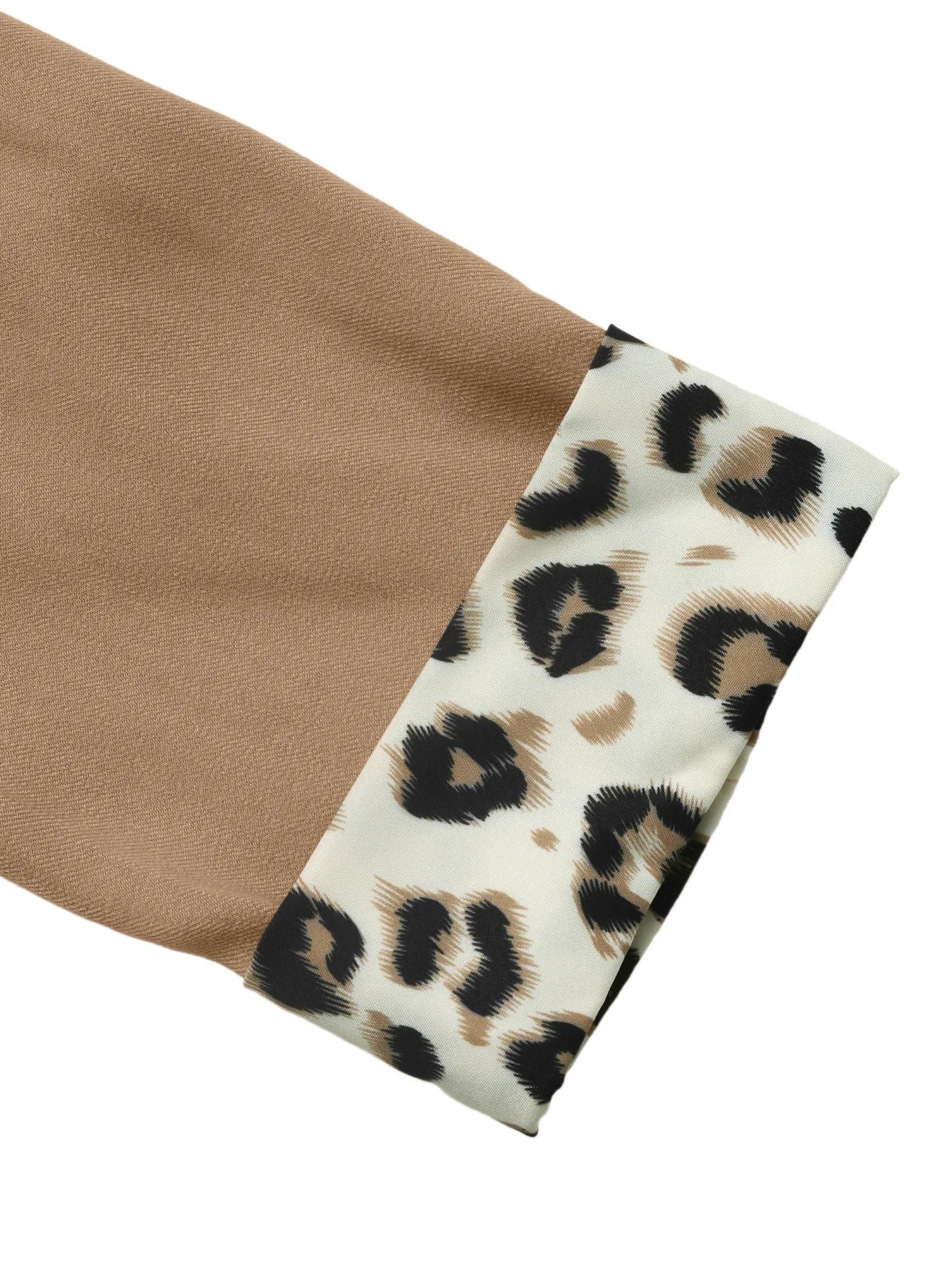 Lapel Collar Leopard Cuff Long Sleeve Blazer