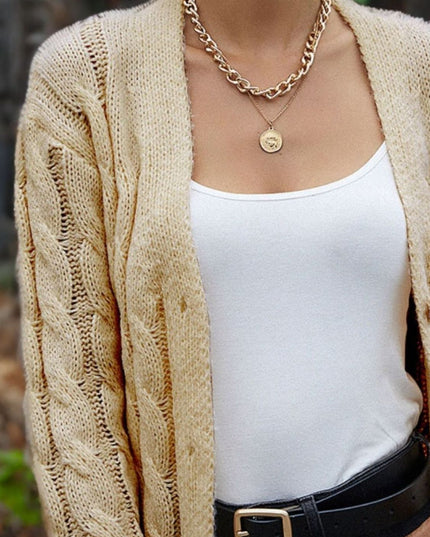 Cable-Knit Button Down Cardigan