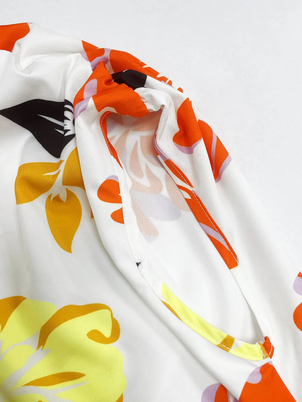 Floral Print One Shoulder Short Sleeve Blouse