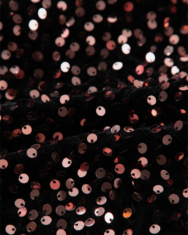 Sequin Round Neck Long Sleeve Blouse