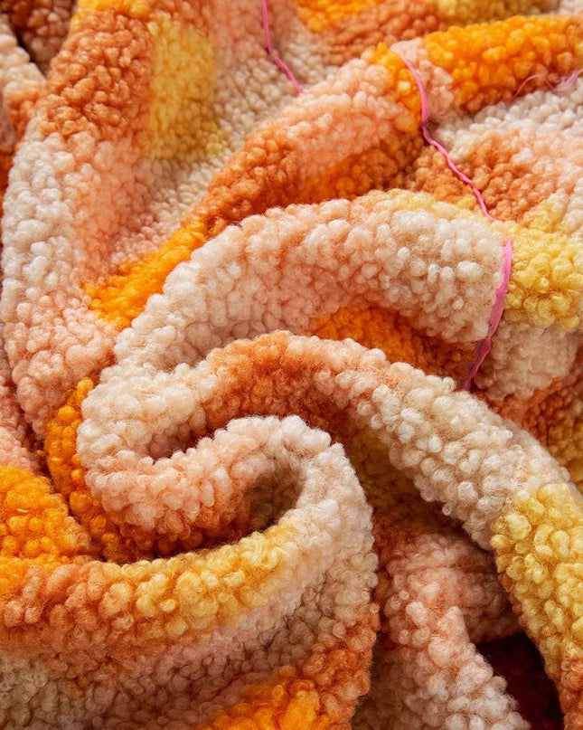 Checkered Long Sleeve Sherpa Hooded Jacket