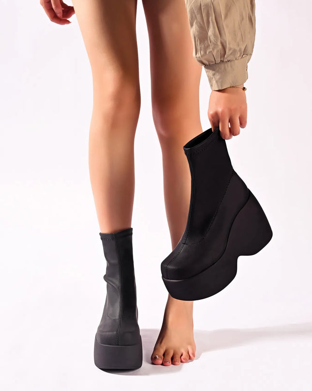 Chunky Platform Wedge Boots