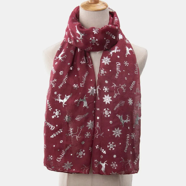 Christmas Element Polyester Scarf Burgundy One Size
