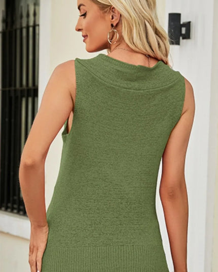 Cowl Neck Knit Vest