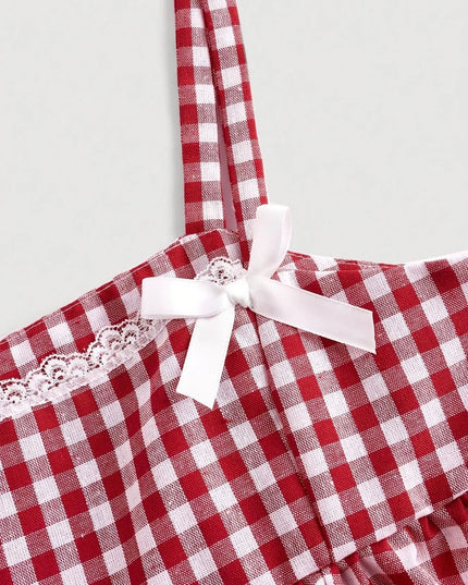 Gingham Check Peplum Cami Top