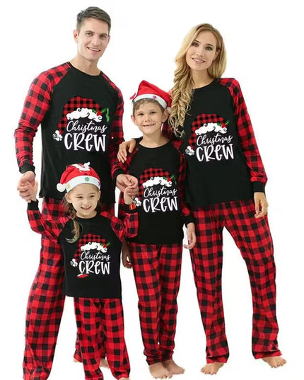 Family Christmas Pajamas - Letter Print Long Sleeve Top + Plaid Pants Sold Separately