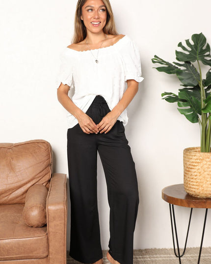 Mandy Swiss Dot Puff Sleeve Square Neck Blouse