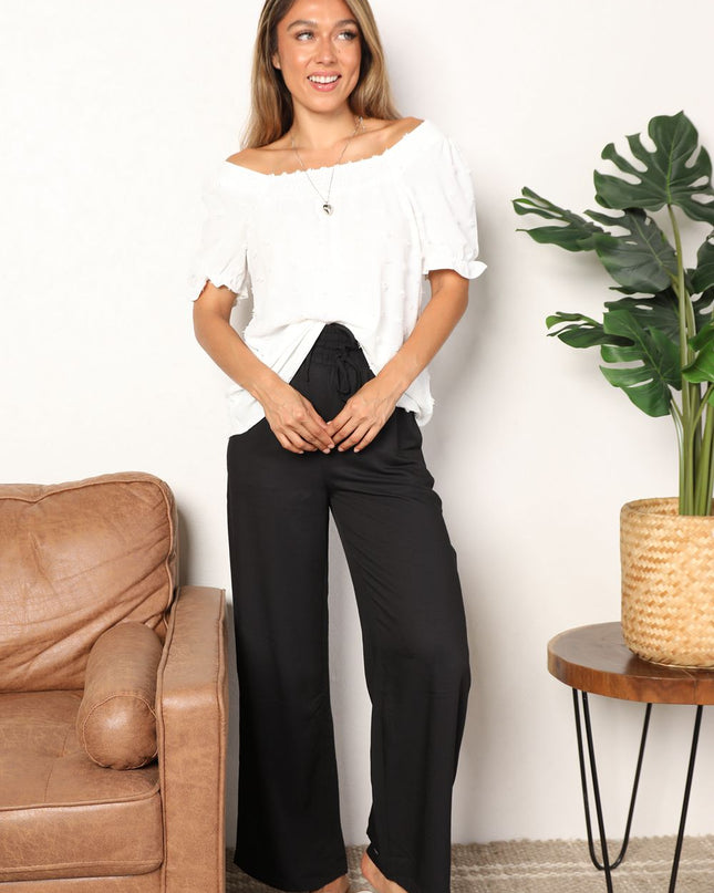 Mandy Swiss Dot Puff Sleeve Square Neck Blouse