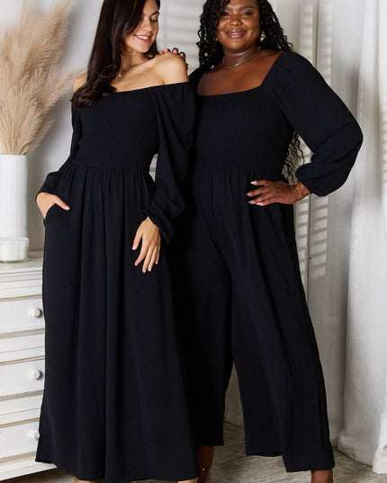 Double Take Square Neck Jumpsuit with Pockets