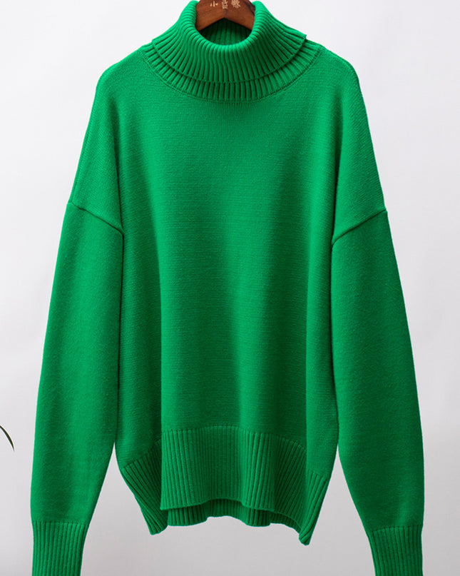 Turtle Neck Dropped Shoulder Sweater