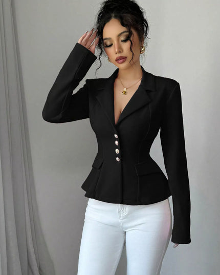 Fitted Button-Front Blazer