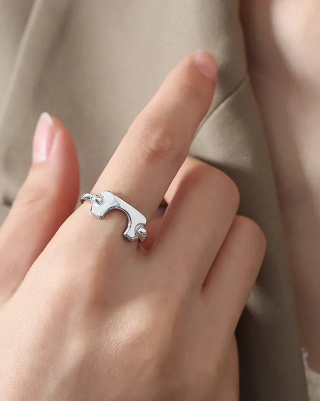 18K Gold-Plated Irregular Open Ring Silver One Size