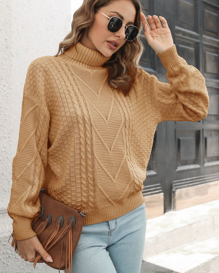 Cable-Knit Turtleneck Sweater
