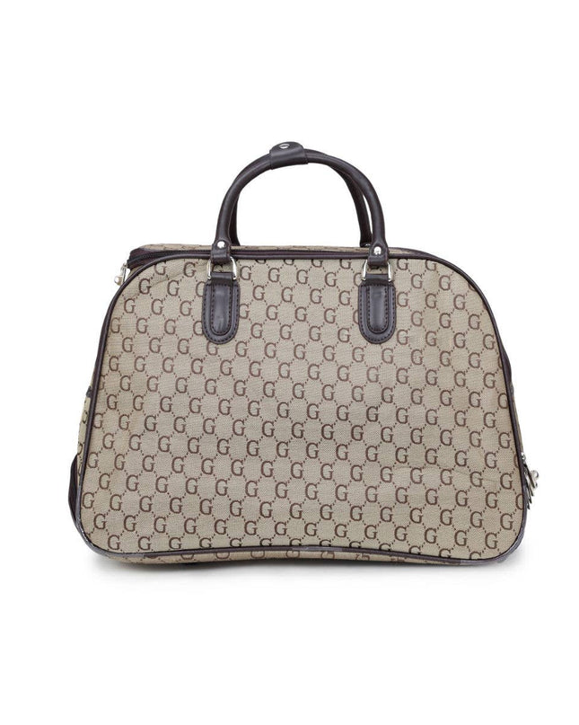 Holdall-500-G-2-Wheeled Big Luggage with Pattern of Letter G Coffee